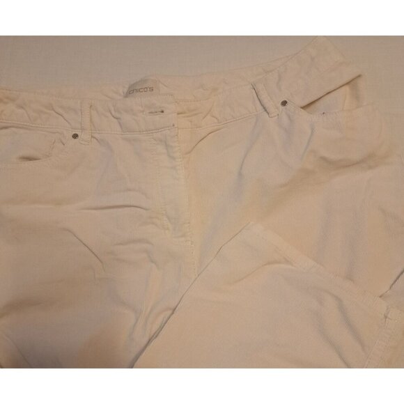 Chicos Chino Pants Womens Cream 1.5 US Size 10 Button Zip Slash Pockets Low Rise - Picture 5 of 8